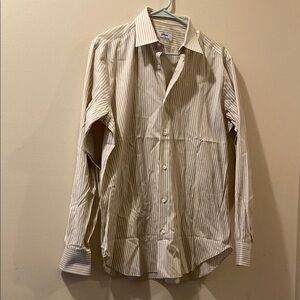 Brioni White Striped Men's Shirt - size Large - made in Italy / 100% cotton